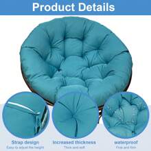 Outdoor Papasan Cushion Cover Only Round Seat Cushion Pad Outdoor Cushion Only, Thickened Overstuffed Round Cushion Chair Hanging Egg Chair Seat Cushion Chair Padded For Garden Chair Cushion,Patio,Backyard Papasan Chair Cushion Seat Pad For Easy Closure And Removal, Silky Smooth Fabric - 藍色 - 查看 4