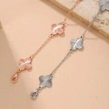 1 pulsera de cadena de oro de 18k con cuatro hojas de hierba simples