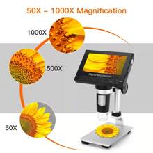 TOMLOV Coin Microscope, 1000X 4.3" Digital Microscope, 720P LCD & 8 Adjustable LED Lights, PC View For Kids Adults (32GB TF Card) - 1000X - 查看 3
