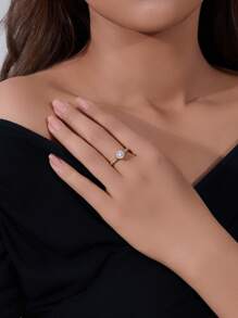 Cubic Zirconia Decor Sterling Silver Ring Wedding Engagement Bridal Jewelry