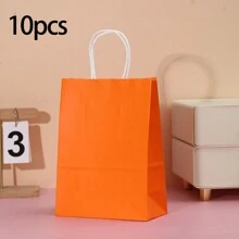 10 个白色牛皮纸购物袋，时尚包装解决方案，礼品包装，可重复使用购物袋，派对装饰，工艺项目袋 - 适用于小型企业，烘焙礼品，纪念品和婚礼装饰，圣诞节 - 10件白色手提牛皮紙袋 - 查看 11