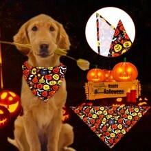 Random 6 Pieces Halloween Dog Bandana For Dogs Halloween Dog Bib Triangle, Dog Bandana Skull Pumpkin Adjustable Washable Pet Scarf For Dogs And Cats - Multicolor - View 7