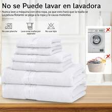 Juego de 6 Toallas de Baño de Lujo 100%,2 Toalla de Mano,2 Toalla,2 Toalla de Baño,Fuerte Absorción de Agua y Secado Rápido,para Hotel, Hogar,Gimnasio Color Azul - Blanco - Ver 6
