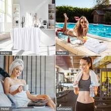 Juego de 6 Toallas de Baño de Lujo 100%,2 Toalla de Mano,2 Toalla,2 Toalla de Baño,Fuerte Absorción de Agua y Secado Rápido,para Hotel, Hogar,Gimnasio Color Azul - Blanco - Ver 5