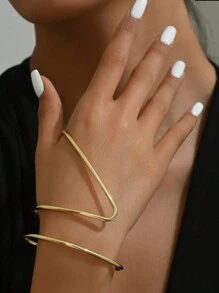 1pc Minimalist Exaggerated Geometric Bangle For Women - Yellow Gold - View 1