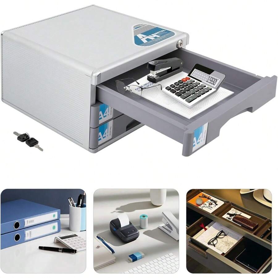 CNCEST Desktop Drawer Organizer, Aluminum Alloy File Organizer