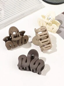 5pcs/Set Matte Nude-Tone Minimalist Small Hollow Wave Hair Claw Scrunchie Hair Accessories - Multicolor - View 2