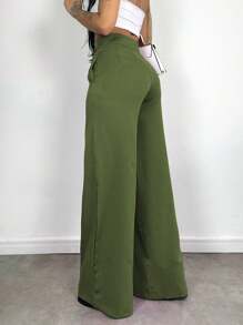 Women's Tailored Pants, High Waist, Pantalone, Sophisticated, Blogger, Elegant, Modern, National Shipping SHEIN 11.11 ADD MODA FEMININA EIRELI - 綠色 - 查看 2