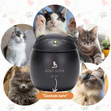 1 件陶瓷定制宠物骨灰盒，定制猫骨灰盒，定制狗骨灰盒，带有姓名和日期的个性化宠物骨灰盒，非常适合狗狗的纪念、纪念品和纪念品，精心制作的纪念品罐，宠物主人的理想选择，保存每一次冒险和珍贵的记忆，宠物纪念骨灰盒，宠物骨灰容器 - 黑色 - 查看 2