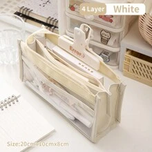 1 Piece 1/2/4/6 Layers Transparent Large Capacity Pencil Case Bag Pen Pouch PVC Waterproof Organizer Storage Cosmetic Bag For Students Go To School Supplies Stationery, Back To School, School Supplies, Pencil Pouch, School Bag
