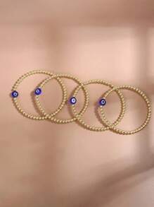 1 件幸运蓝色邪眼不锈钢串珠手链带祝福卡女士 - 彩色 - 查看 9