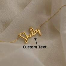 1pc Gold Silver Personalized English Font Name Necklace, Mother's Day Gift, Birthday Anniversary Gift For Friends, Classmates Graduation Christmas Family Gift (English Only) Stylish,Fall Fashion,Casual,Vintage,Old Money,Contracted,Simple Custom,Personalized,Unique Ideal Gifts For Her Girlfriend,Mom,Family,Friends,Daughter,Her,Grandparents For Anniversaries,For Birthdays,For Daily Wear,For Prom,For Mother's Day,For Valentine's Day,For Graduation,For Weddings