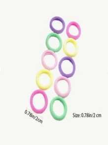 100 件/300 件婴儿和幼儿柔软头带和发带，彩色混合多巴胺设计，温和发饰 - 彩色 - 查看 3