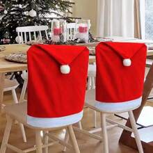 1pc Christmas Red Decorative Chair Cover, For Holiday Decoration,Christmas