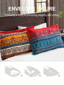 4pcs Bohemian Style Bedding Set (1 Bedsheet, 1 Bedskirt, 2 Pillowcases, No Pillow Inserts), Soft And Comfortable For All Seasons, Machine Washable, Home Decor - Multicolor - View 4