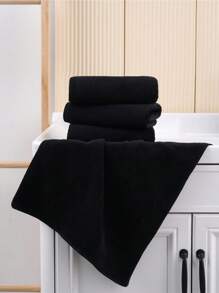 5pcs Black Quick-Dry Highly Absorbent Multipurpose Towels For Home Use