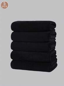 5pcs Black Quick-Dry Highly Absorbent Multipurpose Towels For Home Use
