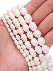 10 颗不对称天然淡水珍珠散珠，米粒形间隔珠，适合制作珠宝、DIY 时尚手链、项链、配饰 - 珍珠 - 查看 4