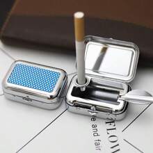 带盖便携式口袋烟灰缸，时尚迷你烟灰缸，适合旅行和户外使用，男孩情人节心形女士情人节 - 彩色 - 查看 3