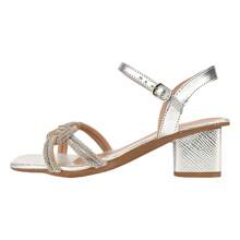 Women's Sandal With Medium Thick Heel Strass Glitter Silver - Bạc - Xem 5