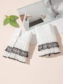 1 双水钻串珠蕾丝泡泡袖透明袖女式，适合婚礼派对和节日、学校