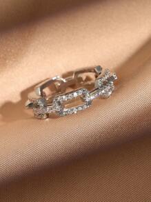 rakol 2pcs Silver-Tone Minimalist Cubic Zirconia Decorated Women's Ring Set - Silver - View 6