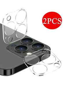 2 件装相机镜头保护膜适用于 iPhone16/16e/11/12/13/14/14 Pro/14Promax/15/15plus/15pro/15promax - 9H 钢化玻璃，高清清晰，防刮透明 - 黑色 - 查看 1