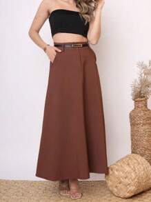 Women Skirts - 卡其色 - 查看 1