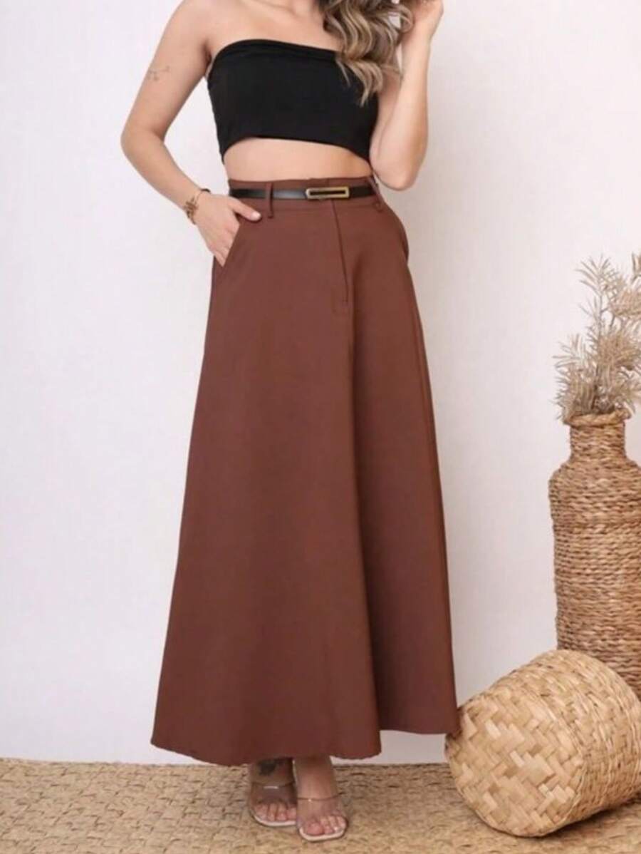 Women Skirts - 卡其色 - 查看 1