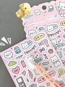 Autocollants Ours Et Chaton Hajime Mignons Et Créatifs Ins Coréens, 4 Ou 2 Pièces/paquet, [aléatoire] Pour Clip Art Et Artisanat De DIY