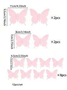 Cute Pink Butterfly Wall Decor 12pcs, Girls Room Wall Decals, Danish Pastel Aesthetic Butterflies Stickers For Nursery Decorations, Baby Toddler Room Decor For Girls(Pink, Blue, Yellow, Purple, White)Baby Shower Family Decorations Gifts