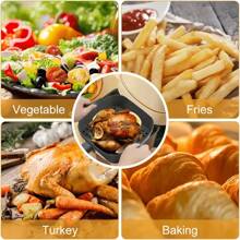 3-7 Quart Air Fryer Silicone Liner, Square Silicone Air Fryer Liner Larger Than Round Liner, Avoid Cleaning Air Fryer (Square - Light Green, Gray, Red, Black) - Multicolor - View 6