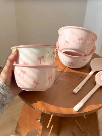 1 Set Butterfly Design Ceramic Bowls & Spoons, Colored Glaze High-Quality Tableware Bowls And Spoons / 1pc Butterfly Sponge Dishcloth, Suitable For Home, Restaurant, Souvenirs, Gifts, Parties, Dessert Shops,School Supplies