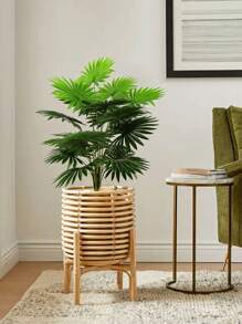 1pc, 23.6in/60cm, Artificial Tropical Plant, Artificial Indoor Outdoor Green Tropical Plant, Artificial Hawaiian Palm Green Leaves, 18-Fork Large Artificial Ruscus Leaves, Fake Plastic Green Sea Turtle Leaves, Tropical Artificial Palm Leaves, Large Size Plastic Palm Plant Leaves, Realistic Texture Leaf Home Garden Decor (Unassembled) (No Pot)