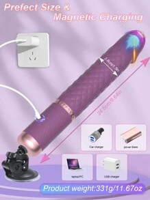 Vibrador con dildo con movimiento de embestida, control por aplicación, estimulador vaginal y de punto G, masajeador automático ascendente y descendente, retráctil, juguete sexual para adultos mujeres