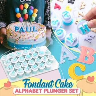 26pcs Letter Shaped Fondant Cake Molds, Cookie Clay Cookie Stamps, Embossing Knives, Letter DIY Baking Tools DIY Letter Cookie Press Cake Cookie Cutters Stamping Machine Fondant Molds Cake Cookie Decorating Tools Baking Molds