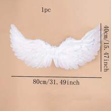 1pc Black/White Angel Feather Wings, Halloween Costume Accessory, Cosplay Prop - Multicolor - View 7