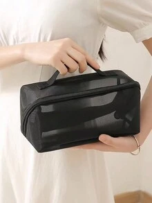 1 件三合一网状化妆包收纳套装 - 黑色 - 查看 6