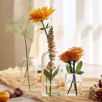 1 件装玻璃水培花瓶简约透明玻璃花瓶圆柱花瓶用于花卉婚礼家居装饰