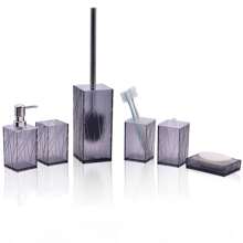 1件-7件/套浴室洗漱用品套装，包括花卉罐、牙刷杯、透明皂液器、马桶刷、漱口杯、垃圾桶家居浴室装饰秋季装饰返校 - 黑色 - 查看 18