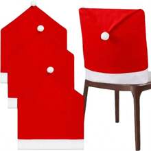 1pc Christmas Red Decorative Chair Cover, For Holiday Decoration,Christmas