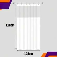 Bathroom Shower Curtain With Smooth Anti-Mold Display With Color Hook - Xám - Xem 3