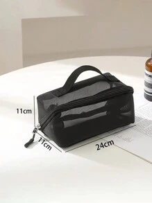 1 件三合一网状化妆包收纳套装 - 黑色 - 查看 10