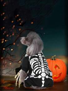 1PC Pet Halloween Glow-In-The-Dark Skull Costume Cat Costume Small And Medium-Sized Dog Cat Puppy, Fun Dog Cosplay Costume, Dog Cape Halloween Party Costume Halloween Halloween Costumes - Multicolor - View 10