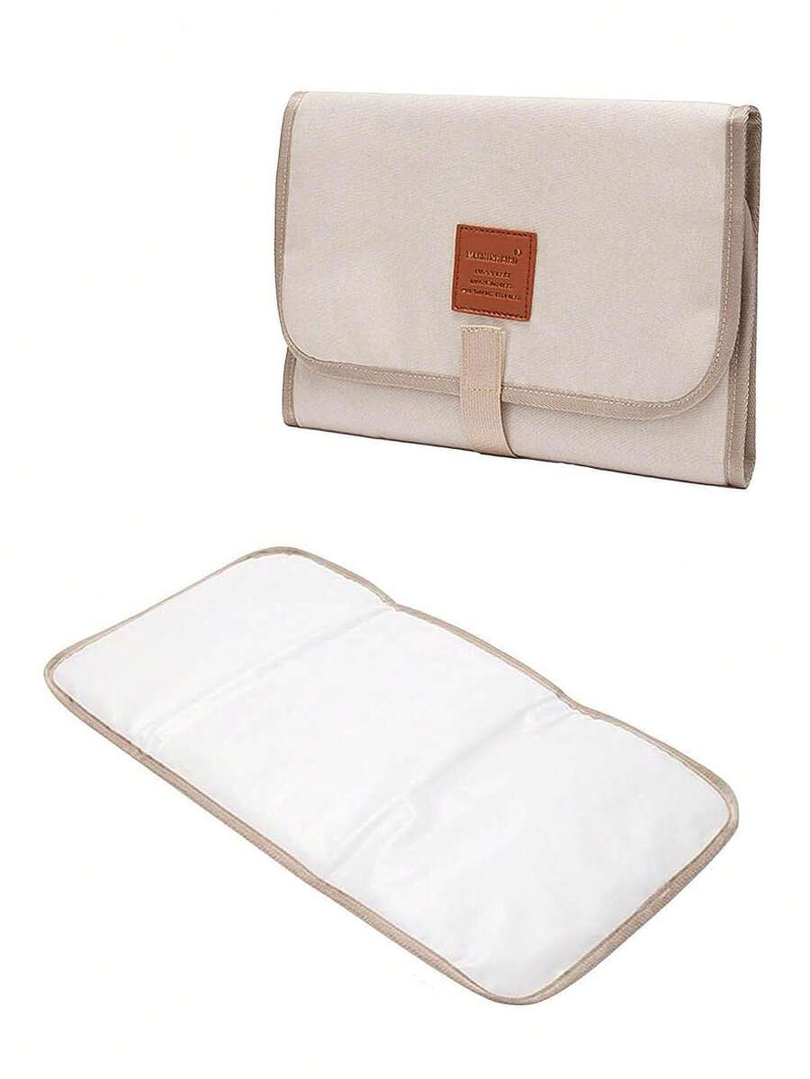 1pc  Foldable Nappy Changing Mat, Diaper Pad Waterproof Travel Changing Mat With Infant Urinal Pad Baby Changing Kit For Home Travel Outside - Apricot - View 1
