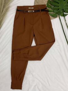 Women's Social Pants With Zipper Cuff - 棕色 - 查看 1