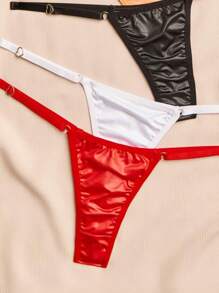 Double Thread Panties Kit Cirrê Shiny Sexy Sexy Lingerie With Love Heart Adjustment - 彩色 - 查看 3