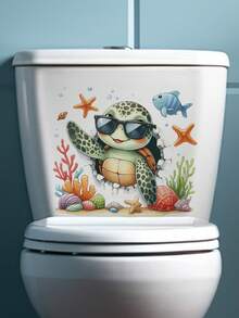 mama look 1 件/2 件/3 件卡通海洋动物马桶贴纸适用于浴室马桶贴纸装饰可移除 PVC 马桶座贴花壁画、贴纸、墙贴花、乙烯基贴花用于家居装饰、春季装饰品让您的家焕然一新、拉玛装饰贴纸 - 彩色 - 查看 7