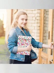 1pc Floral Book Sleeve Book Cover Book Lovers Gifts Book Club Gifts Bookish Gifts Book Protector Book Gifts For Her Readers Librarian Teacher Friend Bookworm Mother's Day Graduation Birthday Gifts Back To School,School Supplies - Multicolor - View 6