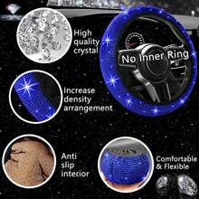 27pcs Bling Car Accessories Set For Women, Bling Steering Wheel Covers Universal Fit 15 Inch, Bling License Plate Frame,  Phone Holder, Car Coasters